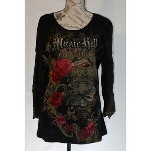 Blue Canyon Vintage Y2K Black Graphic Print Music Hall Opera House Shirt Size XL